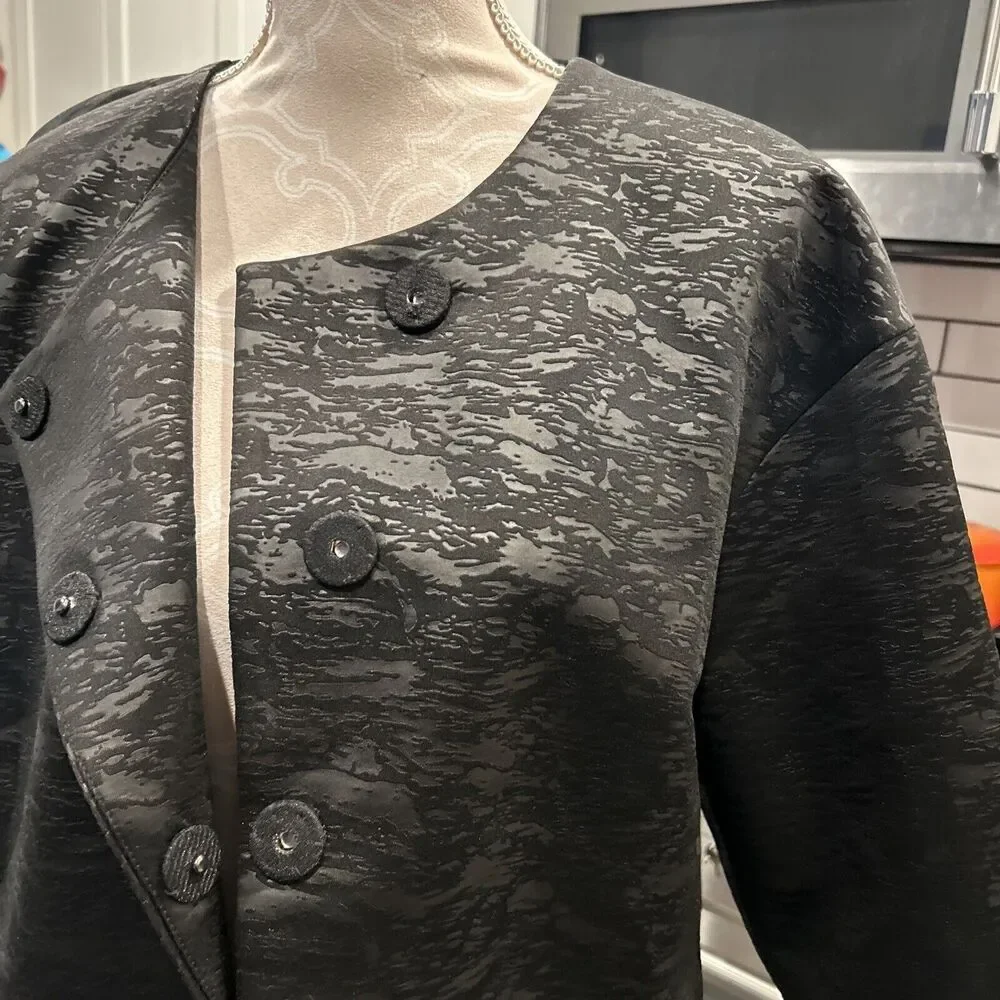 Marla Wynne Textured Jacquard Women’s Kimono Jacket size XL Black Collarless